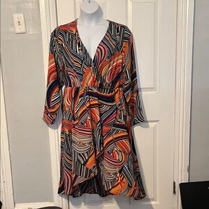 Midnight Velvet Colorful Swirl Long Sleeve Dress